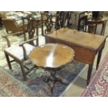 A pair of mahogany Chippendale-style carver chairs, a mahogany tripod table and a mahogany