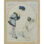 After Herouard, four French 1920's-style risqué coloured prints and three others, (7).