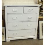 A painted Edwardian straight-front chest of two short and three long drawers, 101.5cm wide and a