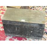 A wooden tool box marked 'R Feathers, Engine Fitter, Rosyth Dockyard', 51cm wide, a small collection