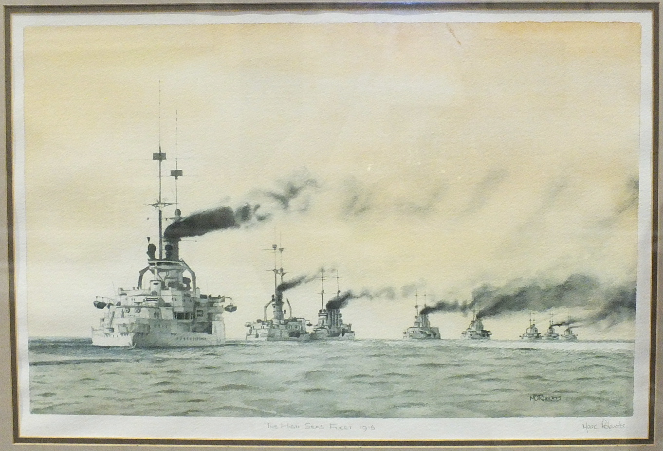 Marc Roberts, 'The High Seas Fleet 1916', a signed watercolour, titled in margin, 32 x 48cm.