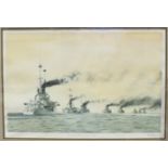 Marc Roberts, 'The High Seas Fleet 1916', a signed watercolour, titled in margin, 32 x 48cm.