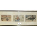 Early-20th century English School, three watercolour studies of fishing boats around Plymouth,