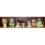 A collection of seven SylvaC character jugs, including 'Pickwick', 'Little John', 'Cavalier', '