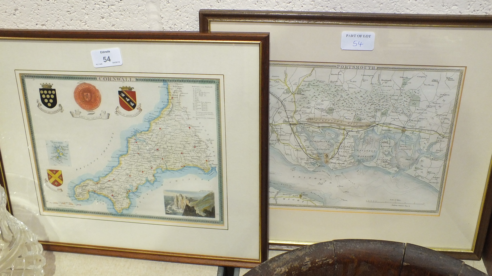 A collection of five framed coloured maps, including 'A modern map of Cornwall' by De La Rochette, - Image 3 of 3