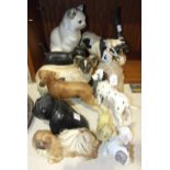 A collection of various ceramic animal figure ornaments, including 'Coopercraft', five Bossons