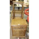 A small oak chest of four graduated drawers, 48cm wide, 69cm high and other small furniture.