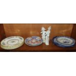 Four Mintons bone china dinner plates decorated with flowers, 26cm, two 20th century Imari plates