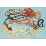 A string of graduated cultured pearls, (a/f), a quantity of freshwater pearl jewellery and various