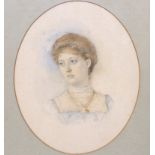 Henry John Stock (1853-1930), 'Study of a young woman wearing a locket', a watercolour, signed