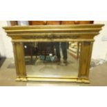 A reproduction gilt overmantel mirror, 91 x 138cm.