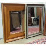 A large modern pine-framed mirror, 108 x 140cm and one other modern gilt-framed mirror, (2).