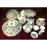 Royal Worcester, approximately sixty-three pieces of 'The Worcester Hop, Mathon' decorated coffee