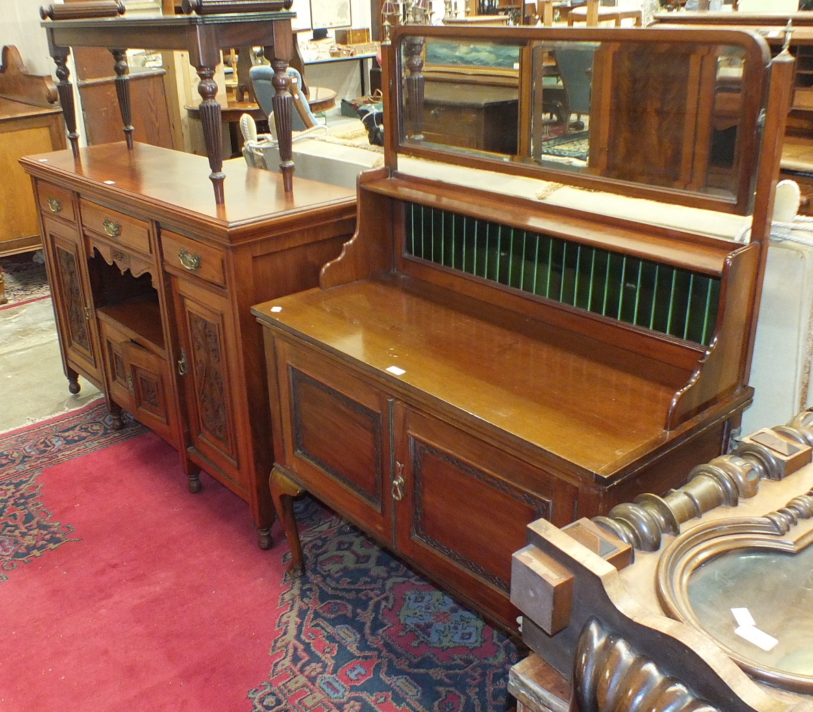 An Edwardian mahogany wardrobe, the cornice above a pair of mirrored doors, on a two-drawer base, - Image 2 of 2