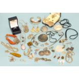 A quantity of silver and white-metal-mounted jewellery, some gem-set.