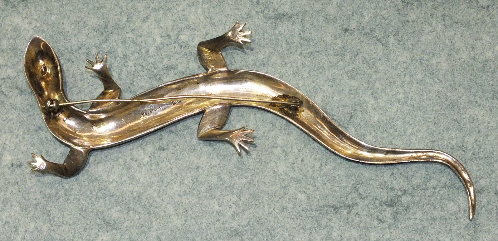 A large silver and marcasite brooch in the form of a lizard, 14.5cm long. - Image 2 of 2