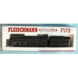 Fleischmann Piccolo, N gauge, 7172 4-6-2 locomotive and tender no. 011070, boxed.