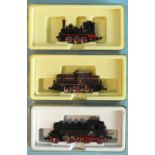 Minitrix, N gauge, two tank engines, 2036 2-6-2 RN 064031 and 2047 0-6-0 and a 2064 diesel, all