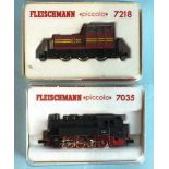 Fleischmann Piccolo, N gauge, 7035 0-8-0 tank engine RN81001 and 7218 diesel, both boxed, (2).