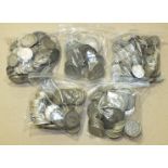 A collection of British .500 silver coins 1920-1946: 44 half-crowns, 142 florins, 155 shillings
