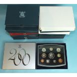 Nineteen Royal Mint Proof Coinage of Great Britain & Northern Ireland sets, 1983-2000, (1988 red and