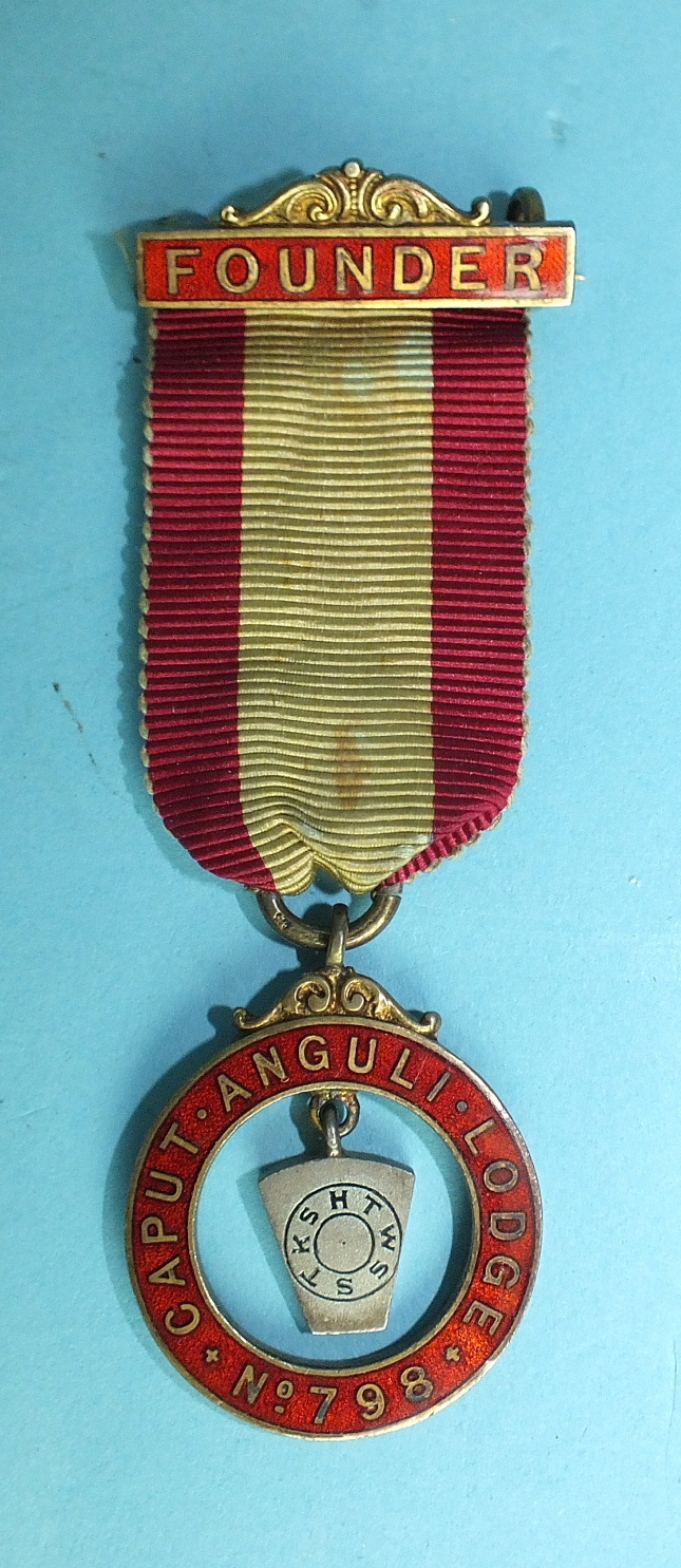 A silver gilt Founder's jewel for Caput Anguli Mark Lodge no.798.