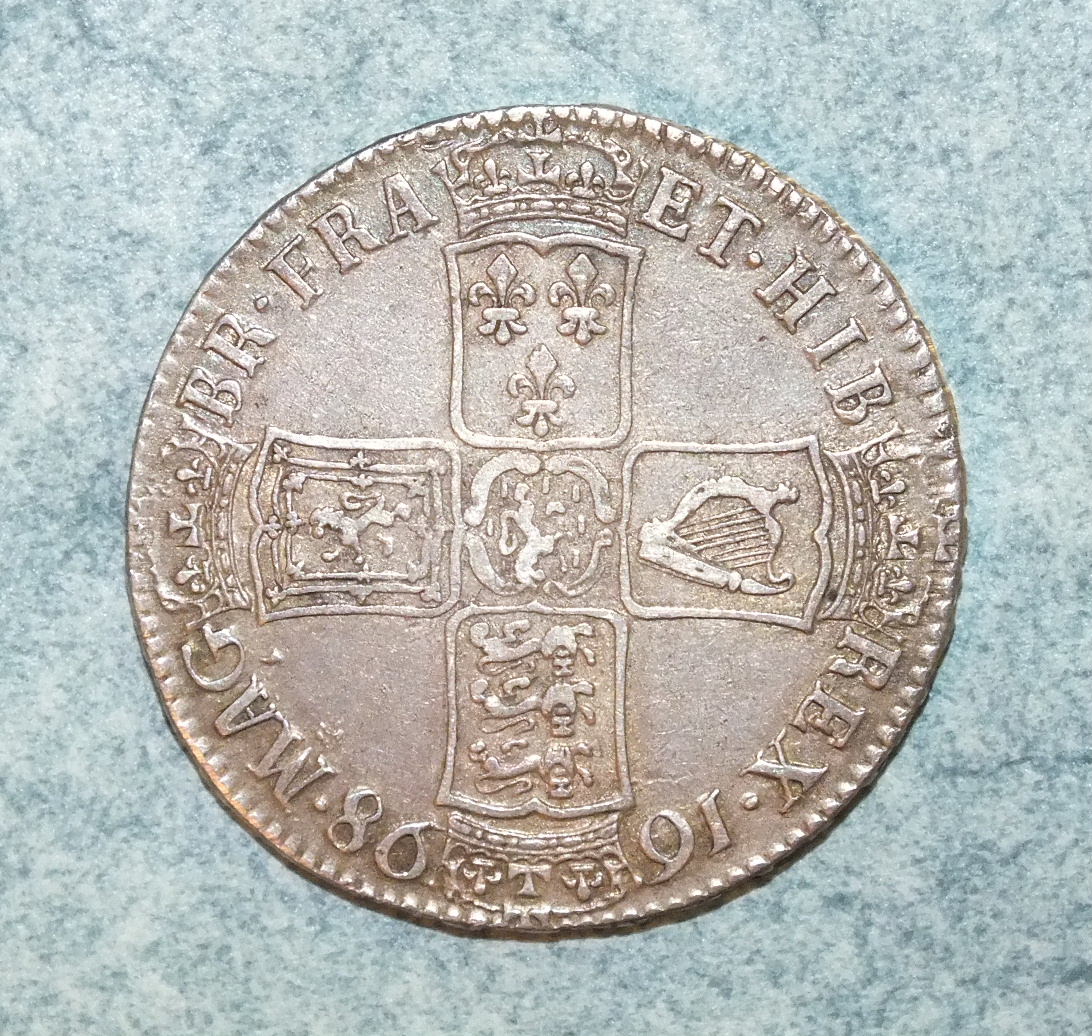 A William III 1698 half-crown. - Image 2 of 2