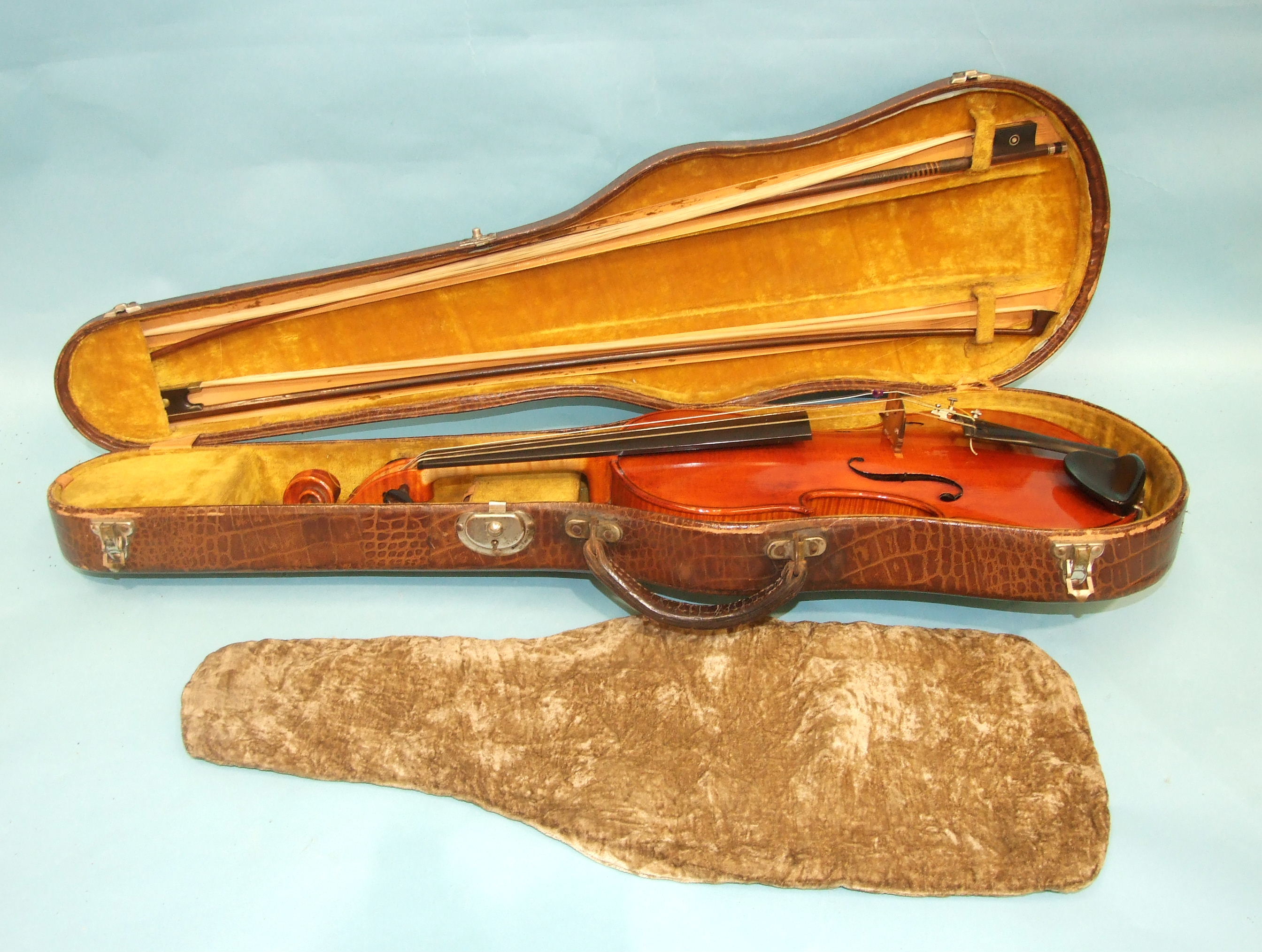 A violin by William Samuel Day, Plymouth, labelled "W S Day, Plymouth Faciebat Anno 1925", with