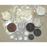 A Queen Victoria 1889 crown, an 1881 florin, an Edward VII 1902 sixpence, a George V 1935 crown, a