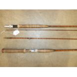 A Hardy's 8' 6" two-piece split-cane fly rod "The No.1 Victor Rod" and a Hardy's 9' two-piece