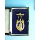 Masonic, an early Freemason's Hospital enamelled gold jewel, the gilt suspender enamelled with the