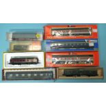 Trix, HO/OO gauge, 2451 DB diesel no. 217 018-1, boxed and a 3760 baggage car, also other boxed