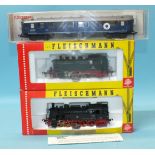 Fleischmann, HO gauge, 4064 DB 2-6-2 tank engine no. 64389-0, boxed and 4094 DB 0-10-0 Tank Engine