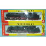 Fleischmann, HO gauge, two boxed locomotives with tenders: 4170, DB 4-6-2 no. 01220 and 4175, DB 2-