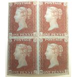 Great Britain 1841 1d red, fresh mint block of four, heavily-folded horizontally.