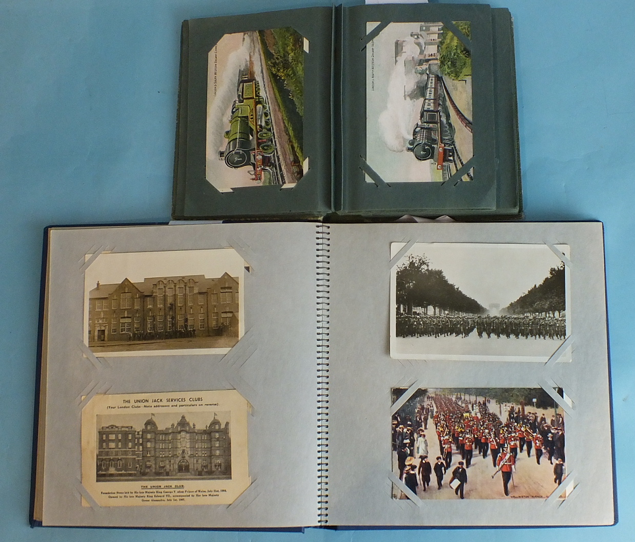 Two albums of 171 postcards, including zeppelins, aircraft, railways, shipping, military and war, - Image 2 of 2