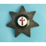 A Knights Templar silver and enamel star jewel, stamped "SILVER".