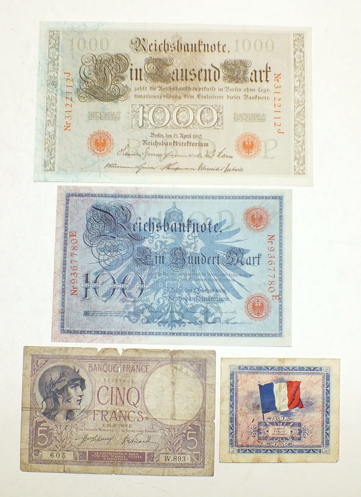 A Confederate States of America ten-dollar note no.2867, two 1912 Russian 500-rouble notes and other - Image 5 of 5