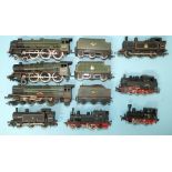 HO gauge, two small steam locomotives by Fleischmann and one by Roco and five OO gauge steam