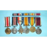 A WWI military medal group of five medals awarded to 8890 Sgt G Mitchell I/Devon R, comprising: