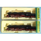 Minitrix, N gauge, two DB 2-10-0 locomotives and tenders RN 52 6869, in boxes numbered 2051 and