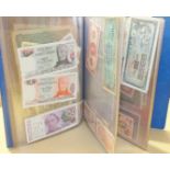 A collection of various foreign bank notes contained in two albums.