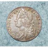 A George II 1747 shilling, (roses).