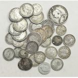 A collection of mainly George IV and Queen Victoria silver coinage, including an 1862 1½d, 1891