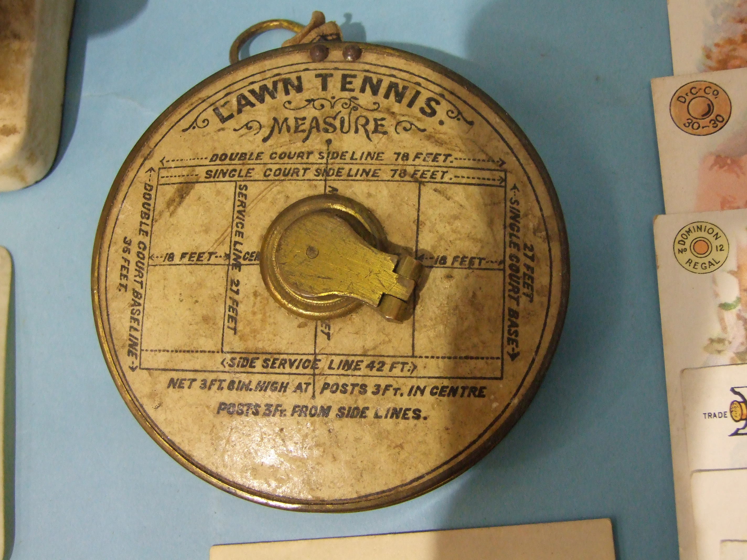 A Lawn Tennis measuring tape, a Devon Otter Hounds otter foot mounted on mahogany board, - Image 2 of 7