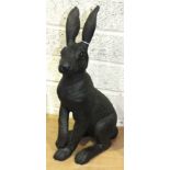 A Suzie Marsh bronzed sculpture of a hare sitting on its haunches, 45.5cm high.