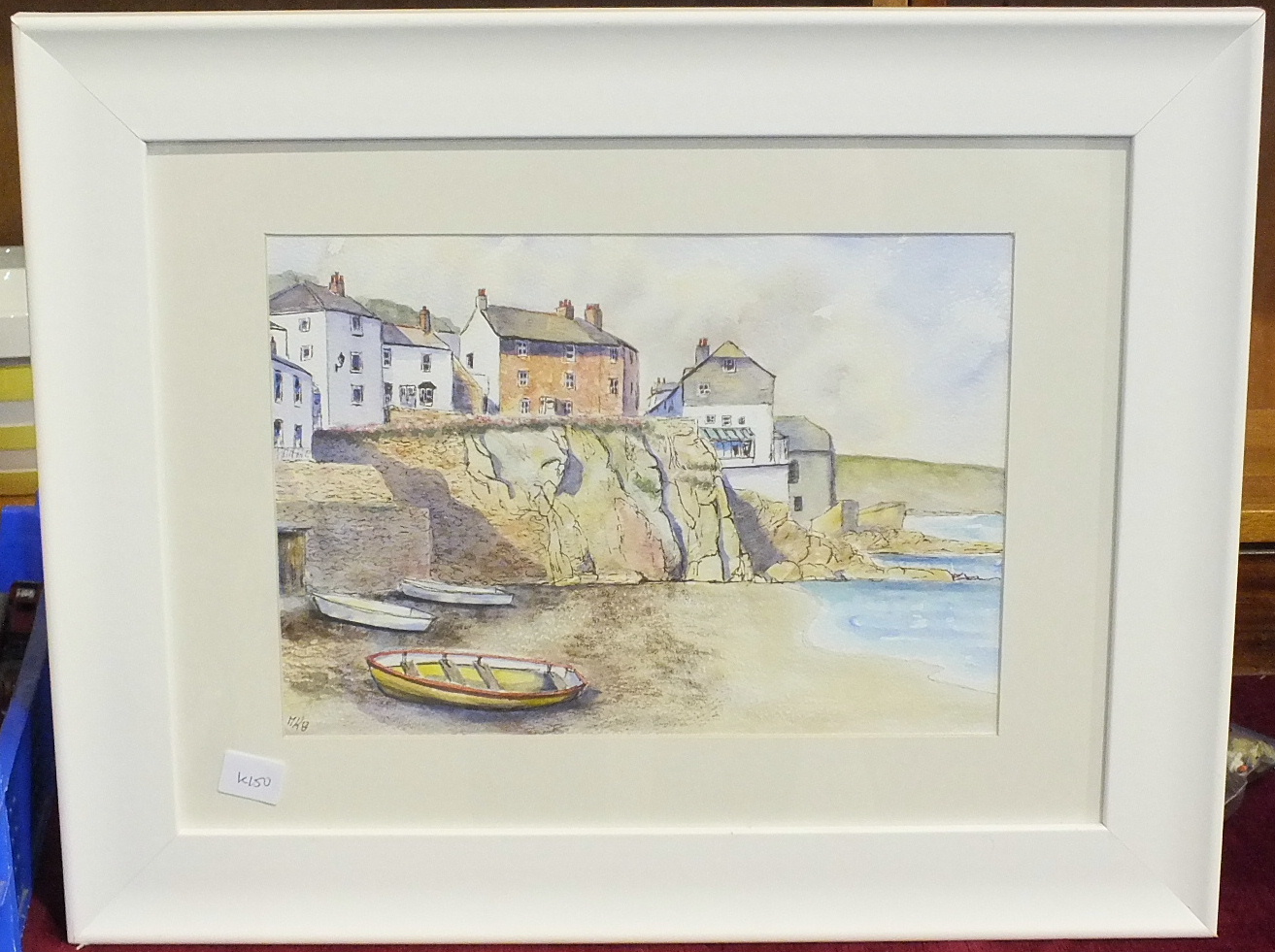 M K Godolphin, 'Kingsand Beach', watercolour and pen, 22 x 30cm, a similar view and another, ' - Image 3 of 3