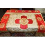 An embroidered Rose Croix Masonic Red Room altar cloth, 140 x 83cm and two black room altar