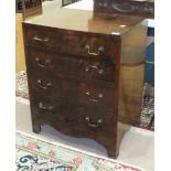 A reproduction walnut chest of four drawers, on bracket feet, 61cm wide, 76cm high.