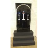 A Rose Croix Masonic black room altar and transparency and a painted wood red room altar.